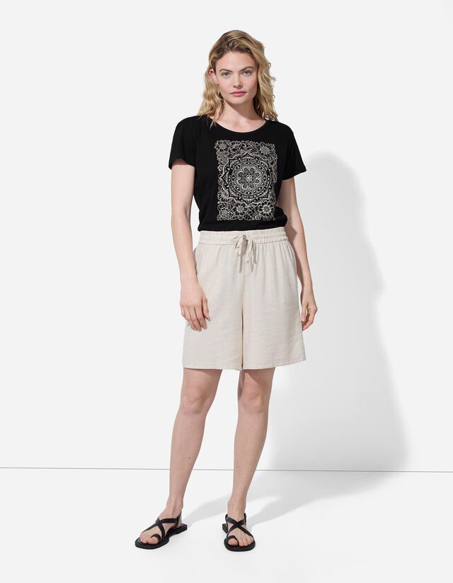 Póló - Csillámos nyomott minta - feher