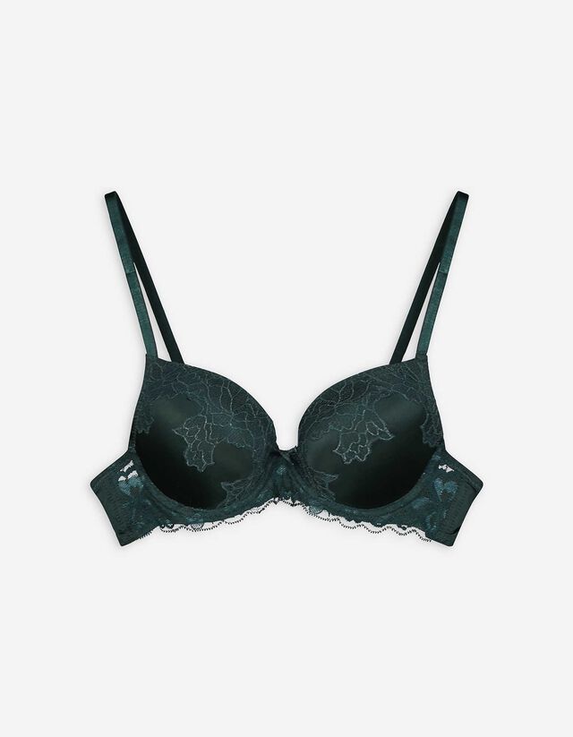 Sima felületű melltartó - merevítővel - sötétzöld