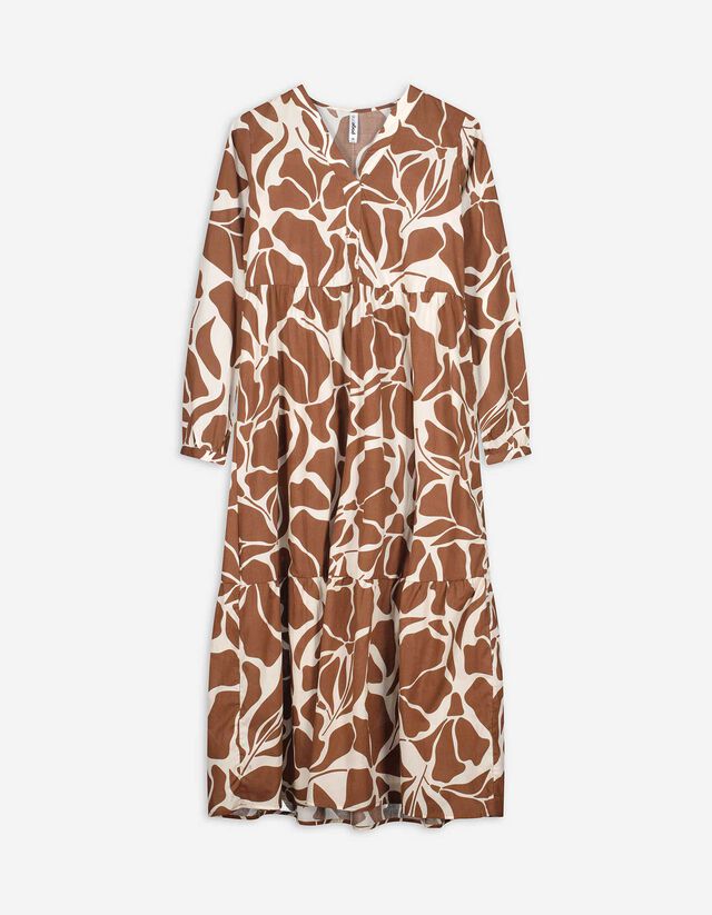 A-vonalú ruha - Virágmintás - fekete