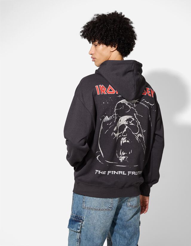 Kapucnis felső - Iron Maiden - sötétszürke