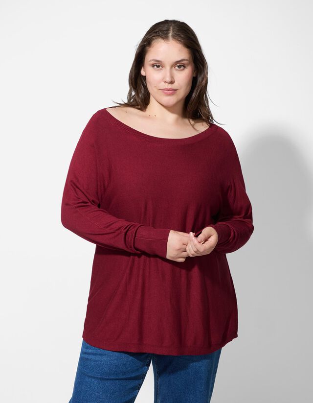 Pulóver - Denevérujjú - mélyvörös