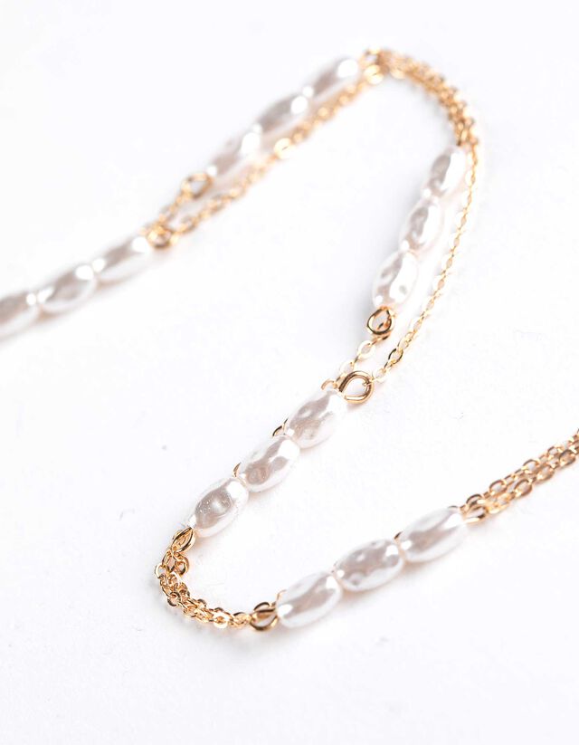 Nyaklánc - Gyöngyökkel díszítve - arany