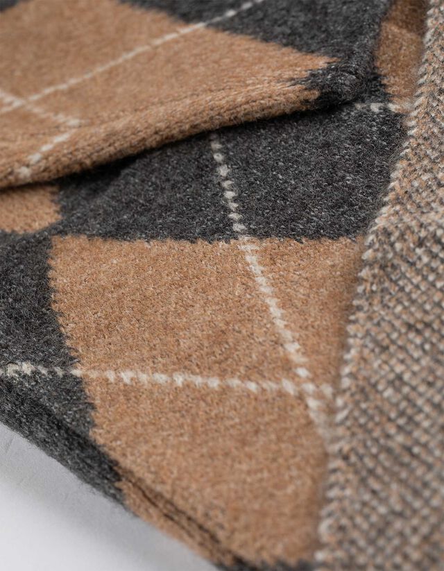 Hosszított kardigán - Kockás - barna