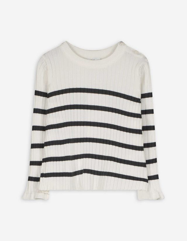 Pulóver - Bordázott - feher