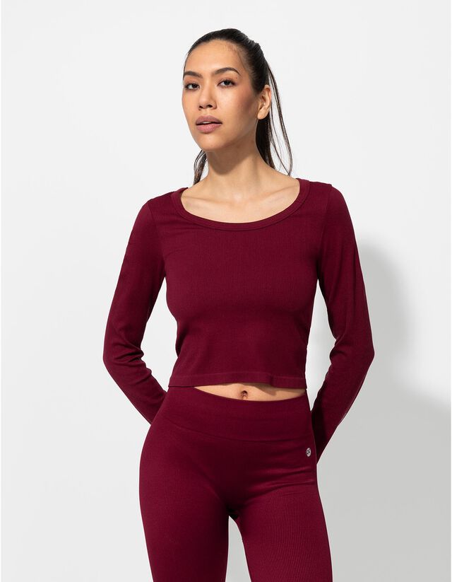 Rövid felső - Bordázott - mélyvörös