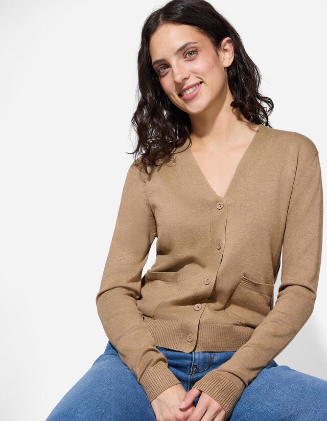 Kötött kardigán - Foltzsebek - fekete