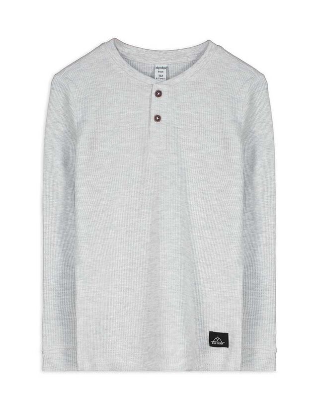 Hosszú ujjú felső - Henley nyakkivágás - sotetkek