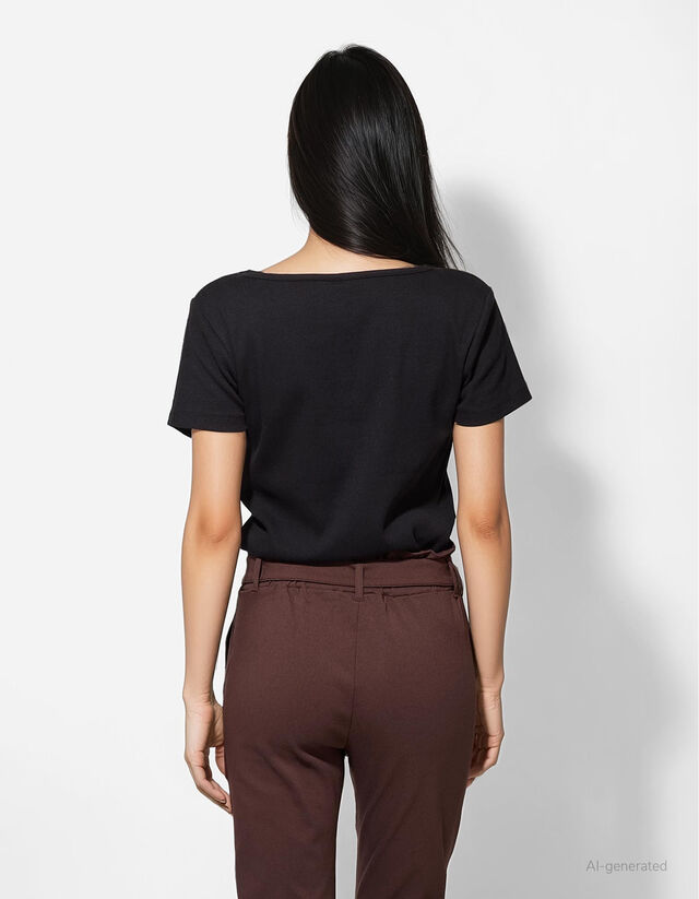 Póló - Bordázott - fekete