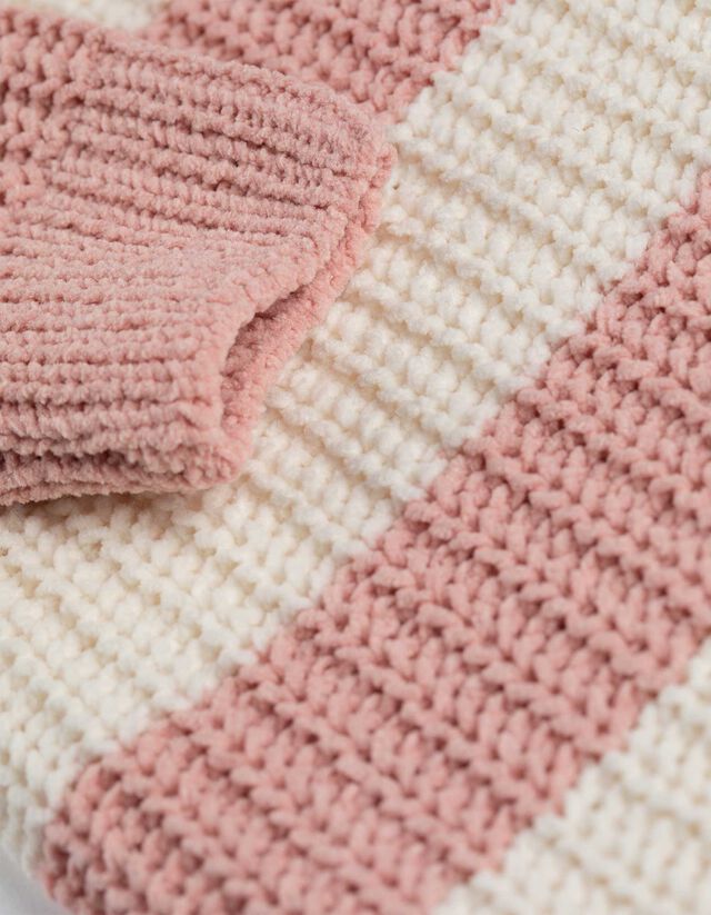 Hosszított pulóver - Csíkos - rozsaszin