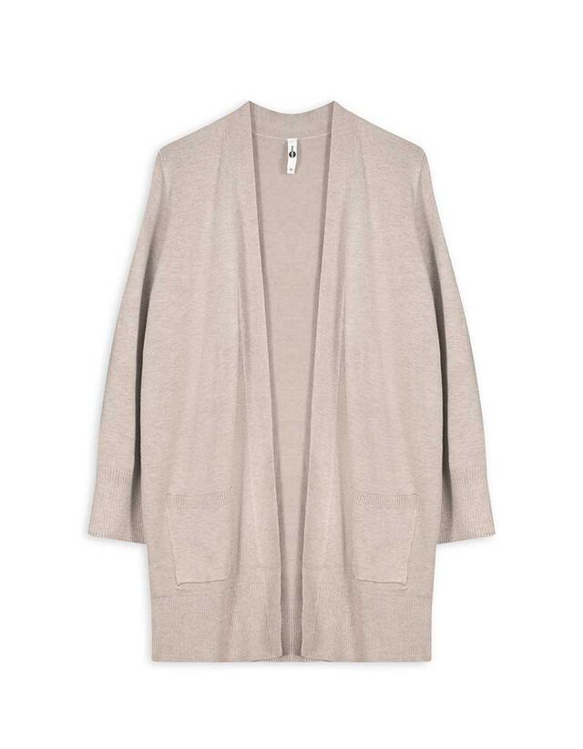 Hosszított kardigán - Foltzsebek - fekete