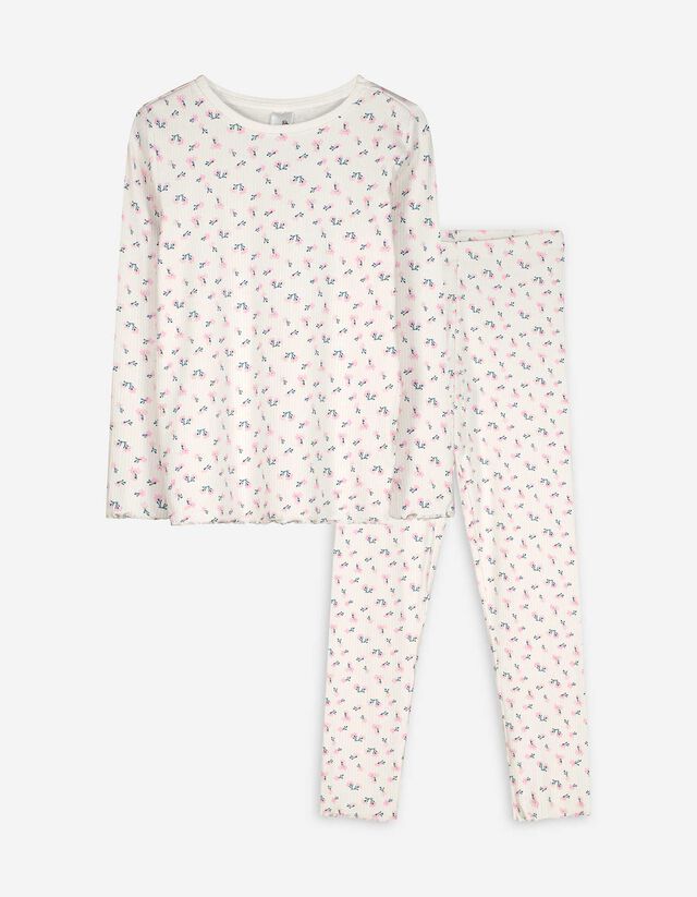 Felsőből és nadrágból álló pizsama szett - Vegyes minta - feher