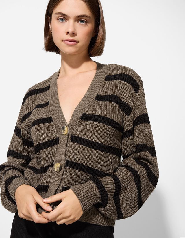 Kötött kardigán - Gombolópántos - sötétszürke