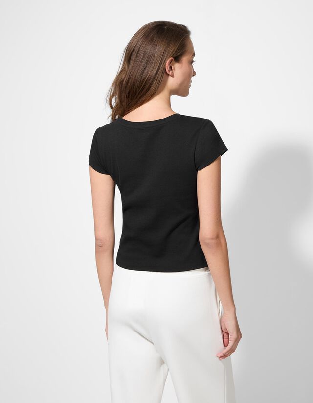 Póló - Bordázott - rozsaszin