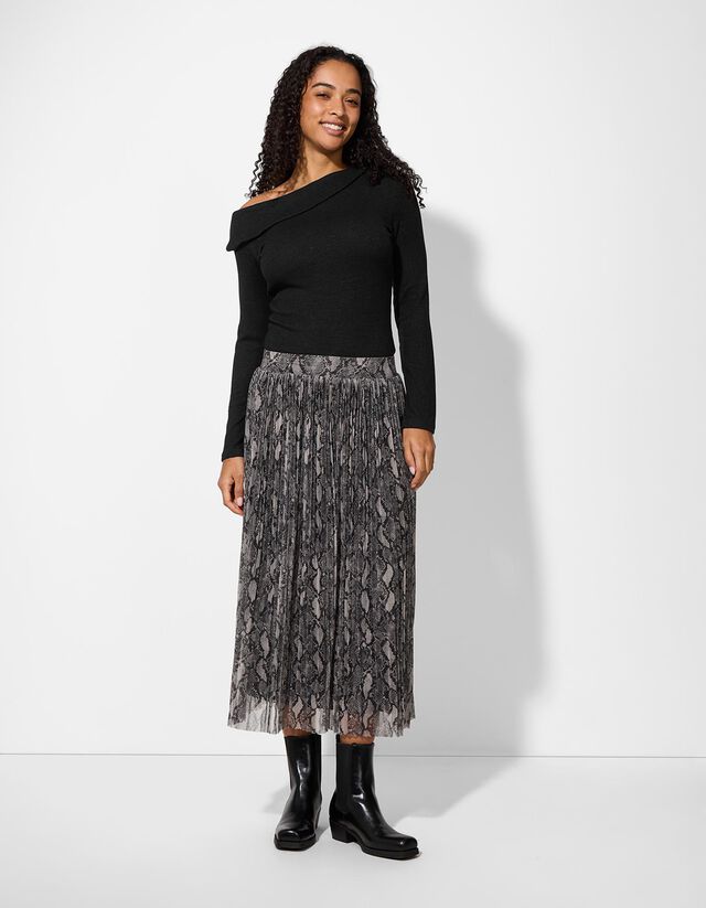 Hosszú ujjú felső - Nyitott vállú - sötétbarna