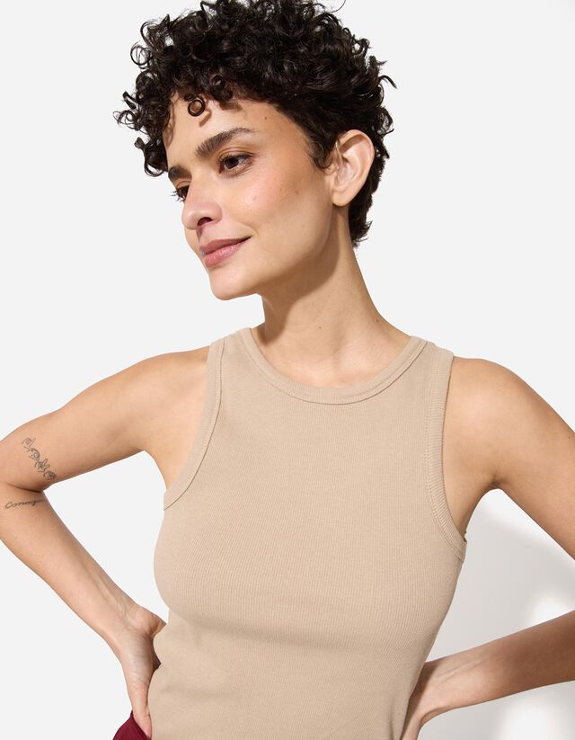 Ujjatlan felső - Bordázott - sötétbarna