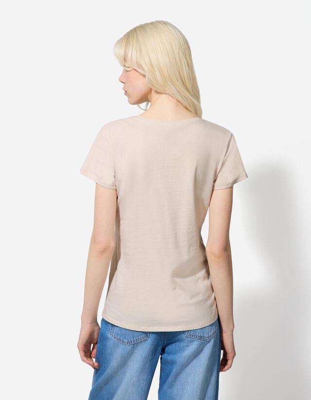 Póló - Csillámos nyomott minta - feher