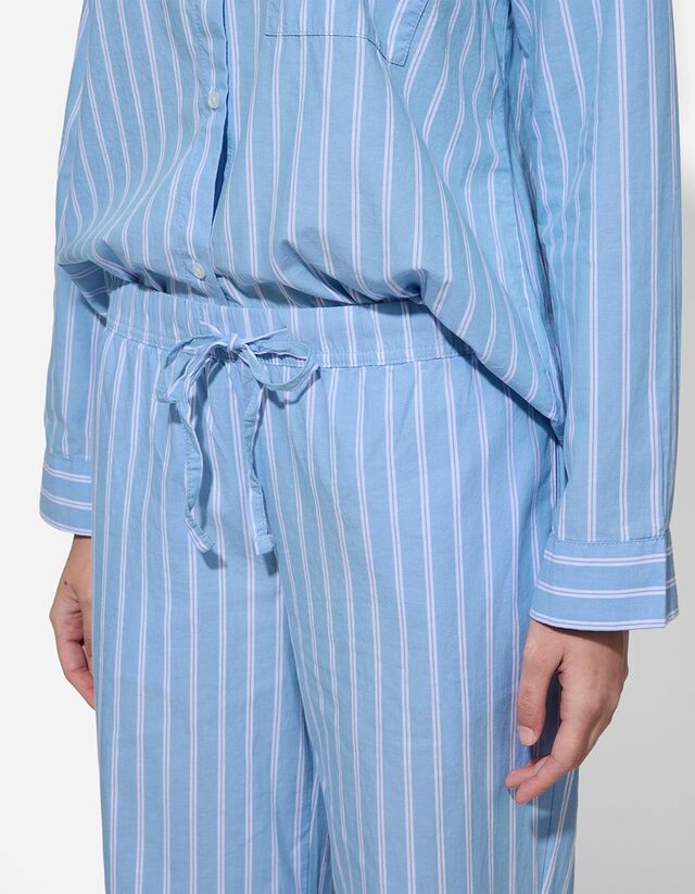 Felsőből és nadrágból álló pizsama szett - Szőtt szövet - feher