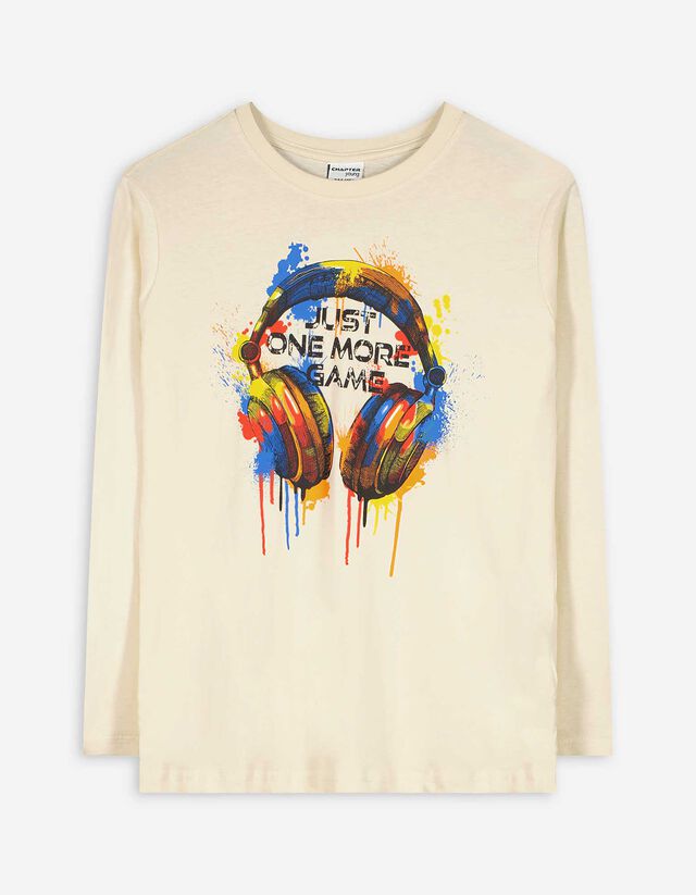 Hosszú ujjú felső - Elülső nyomtatás - bézs