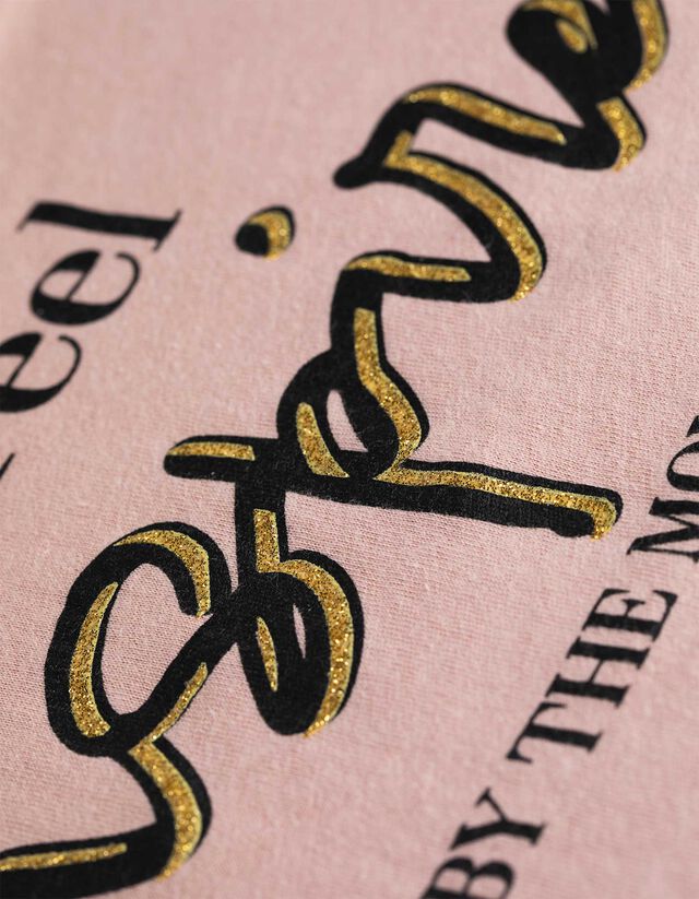 Póló - Csillámos nyomott minta - feher