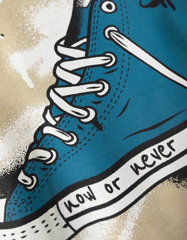 Hosszú ujjú felső - Elülső nyomtatás - bézs