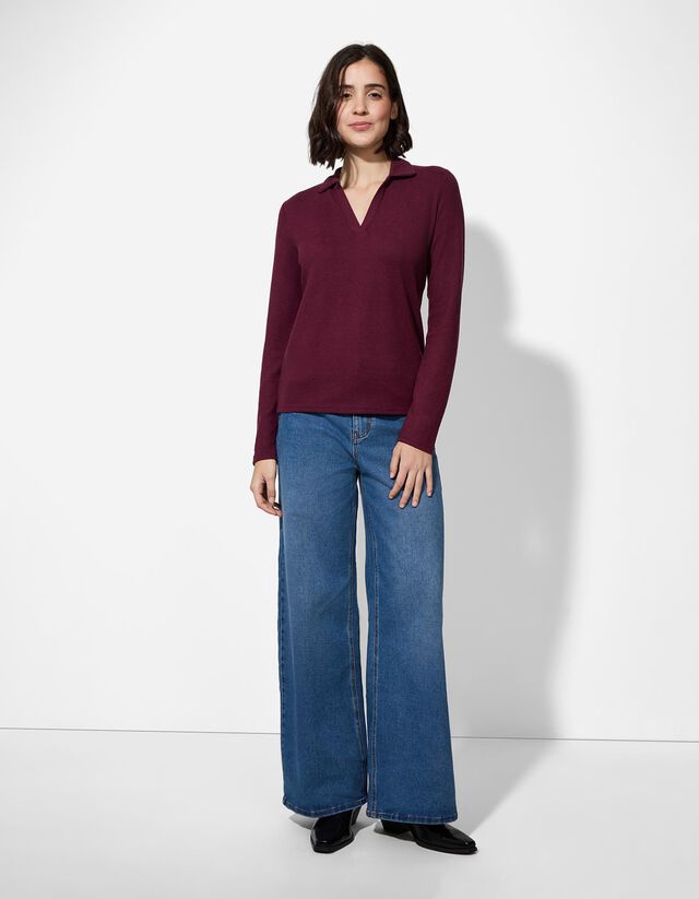 Hosszú ujjú póló - Póló gallér - feher