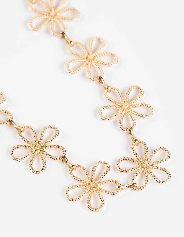 Nyaklánc - Virágmintás - arany