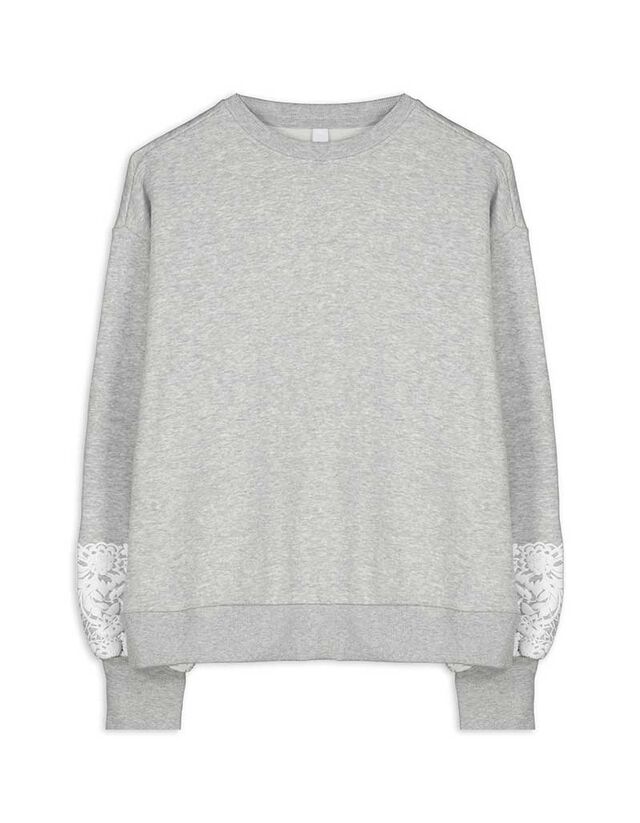 Pulóver - Ballon ujjak - vilagos szurke