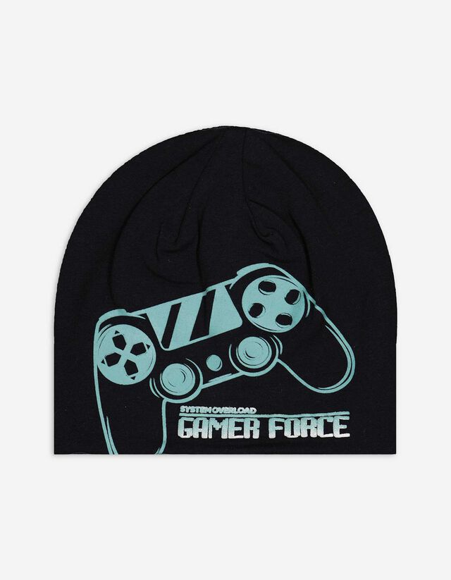 Fejre simuló sapka - Nyomott minta - fekete