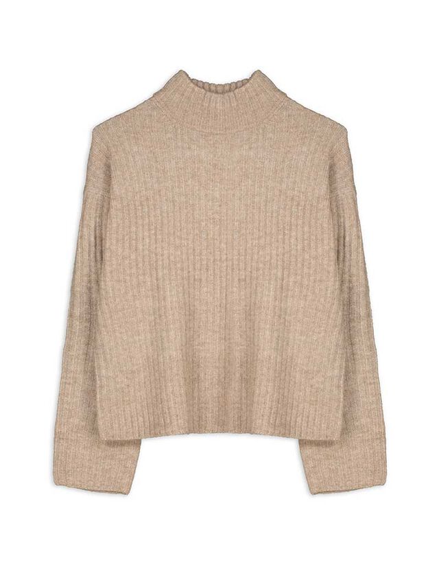 Pulóver - Állógallér - világos barna