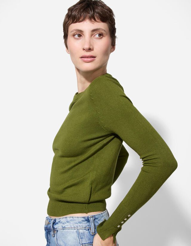 Pulóver - Díszgombokkal - sotetlila