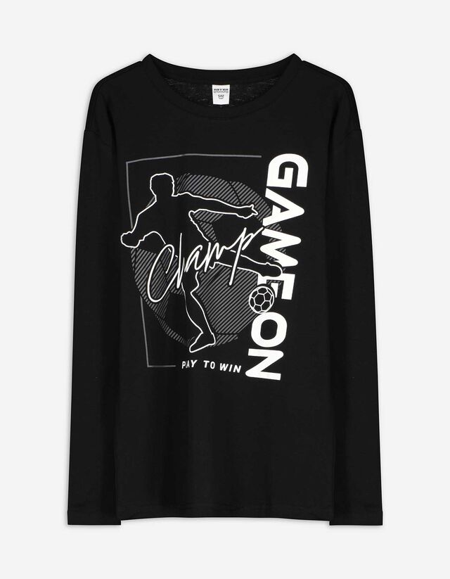 Hosszú ujjú felső - Elülső nyomtatás - bézs