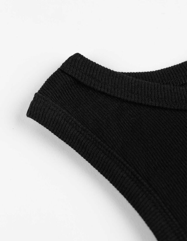 Ujjatlan felső - Bordázott - sötétbarna