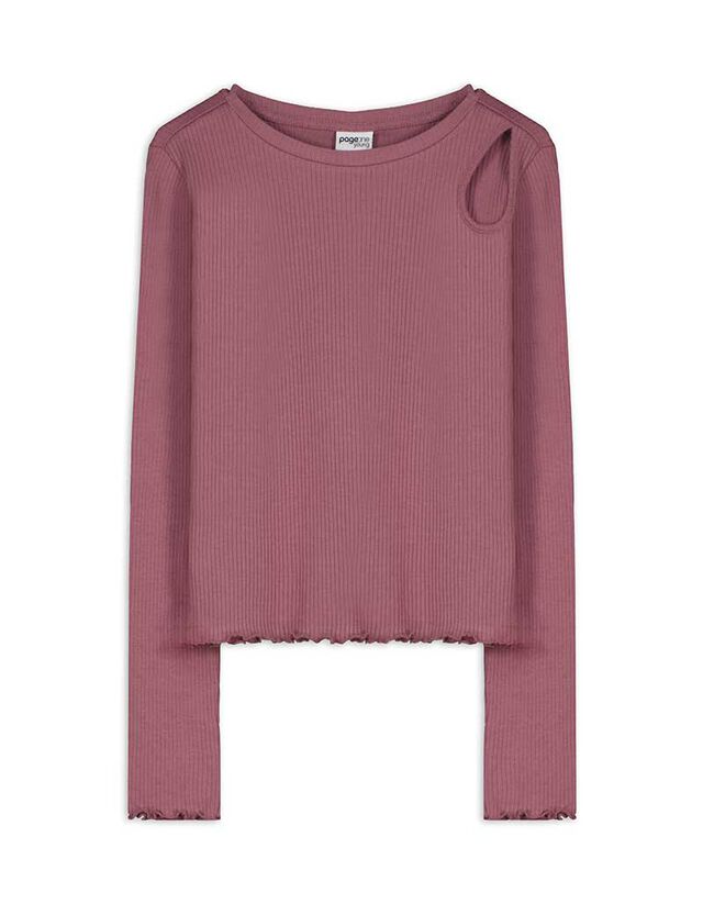 Hosszú ujjú felső - Bordázott - sötétszürke