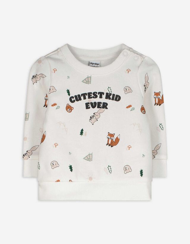 Sweatshirt és nadrág szett - Elszórt nyomott minta - feher