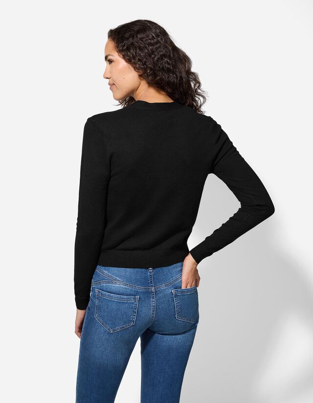 Kötött kardigán - Foltzsebek - fekete