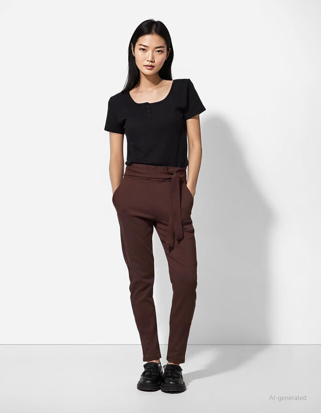 Póló - Bordázott - fekete