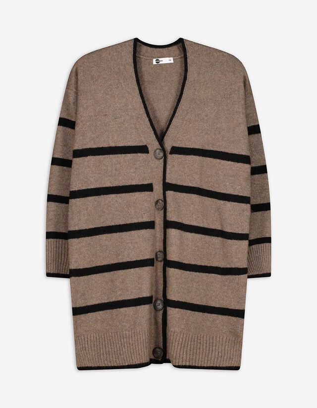 Hosszított kardigán - V-kivágás - szürke