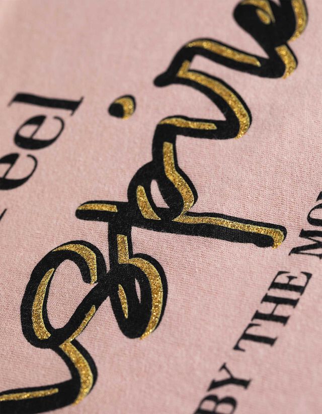 Póló - Csillámos nyomott minta - feher