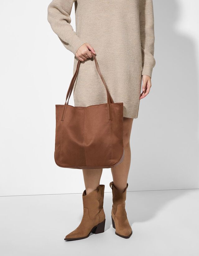 Táska - Bőrhatású - sötétbarna