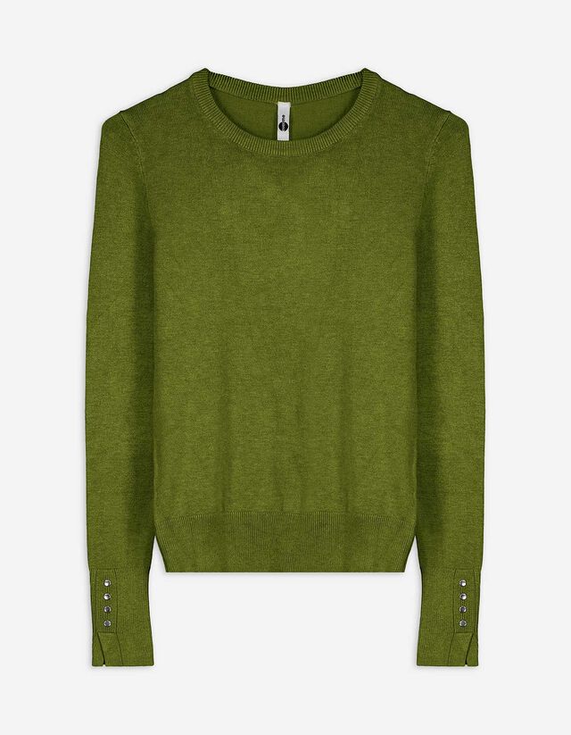 Pulóver - Díszgombokkal - sotetlila