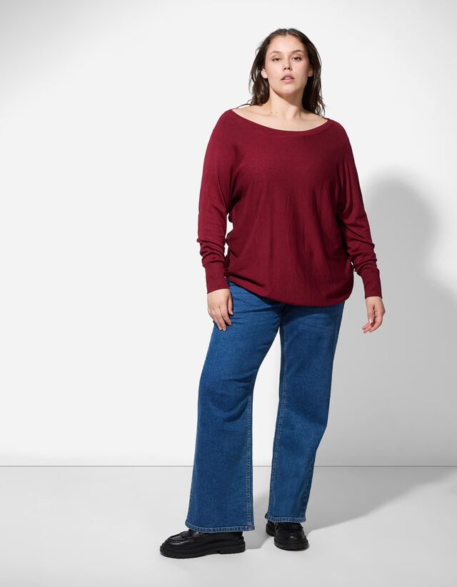 Pulóver - Denevérujjú - mélyvörös