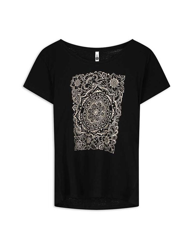 Póló - Csillámos nyomott minta - feher