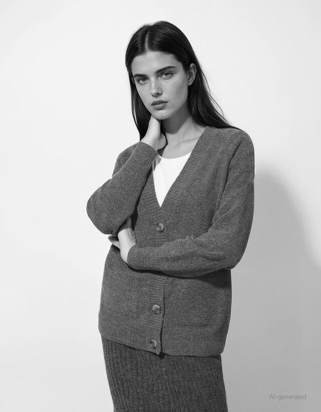 Kötött kardigán - Foltzsebek - sotetlila