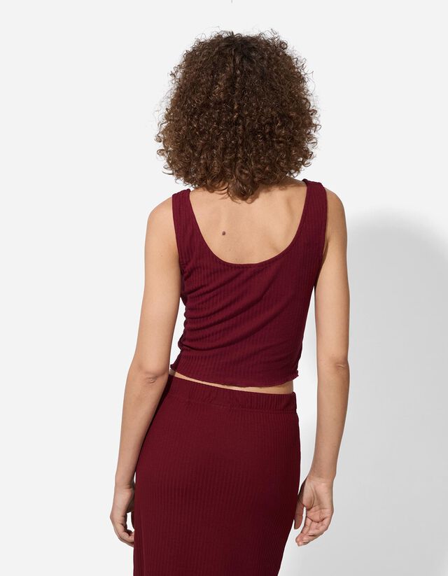 Ujjatlan felső - Viszkózkeverék - mélyvörös