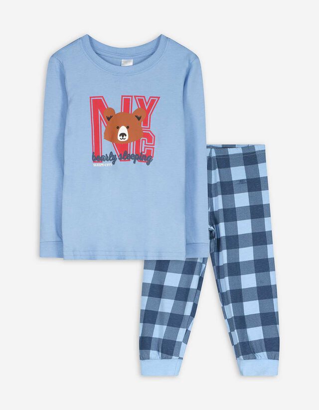 Felsőből és nadrágból álló pizsama szett - Vegyes minta - vilagoskek