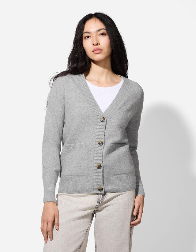 Kötött kardigán - Foltzsebek - sotetlila