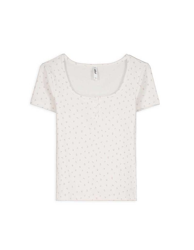 Póló - Bordázott - feher