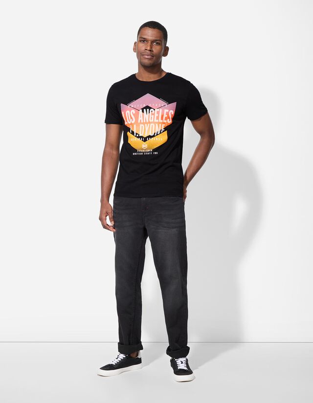 Póló - Nyomott minta - fekete