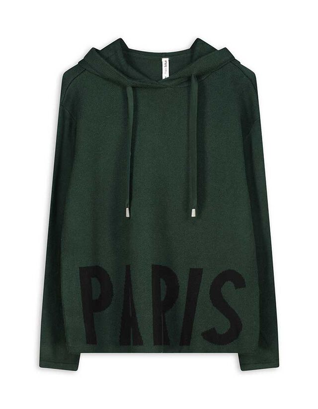 Pulóver - Feliratos - sötétzöld