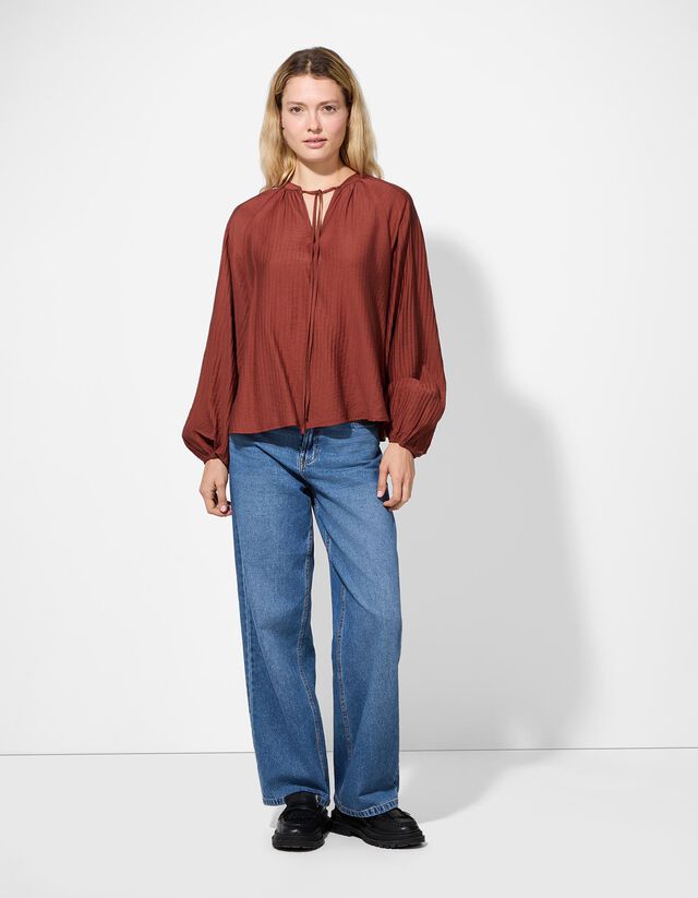 Blúz - V-kivágás - bézs